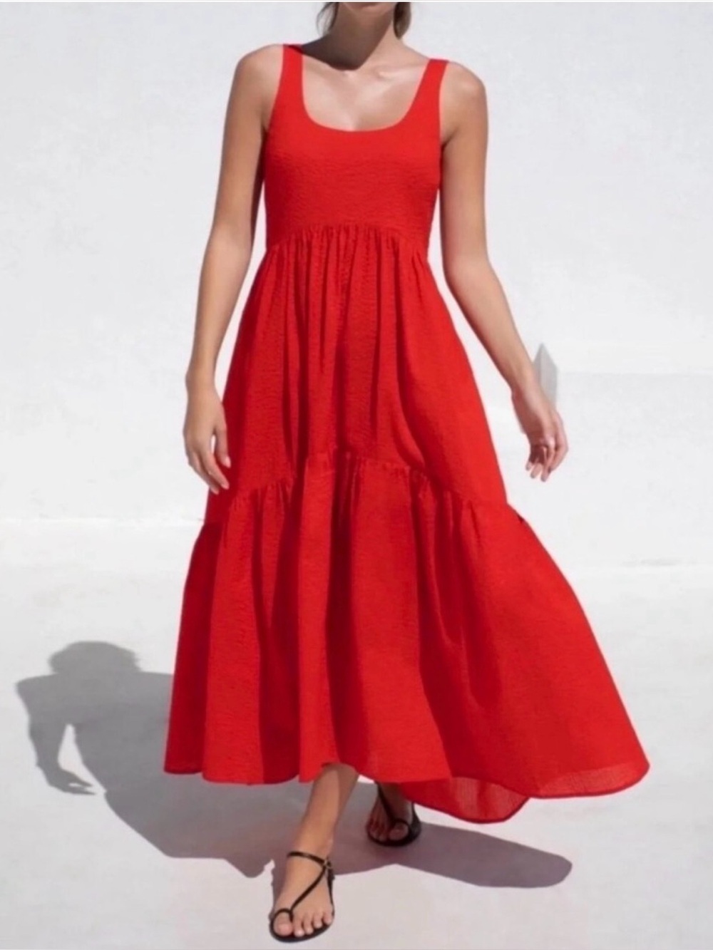 AYR The Magic Hour Ted Smocked Tiered Maxi Dress Boho Minimalist Coastal Size XL